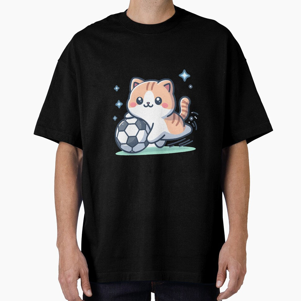 Kawaii Cat With Soccer Ball by CanvasCutie - Adult & Kids T-Shirts, Sweatshirts & Hoodies apparel design preview 1