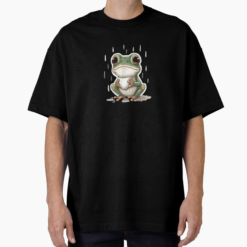 Sad Frog Drinking Coffee by AYT- - Adult & Kids T-Shirts, Sweatshirts & Hoodies apparel design preview 1