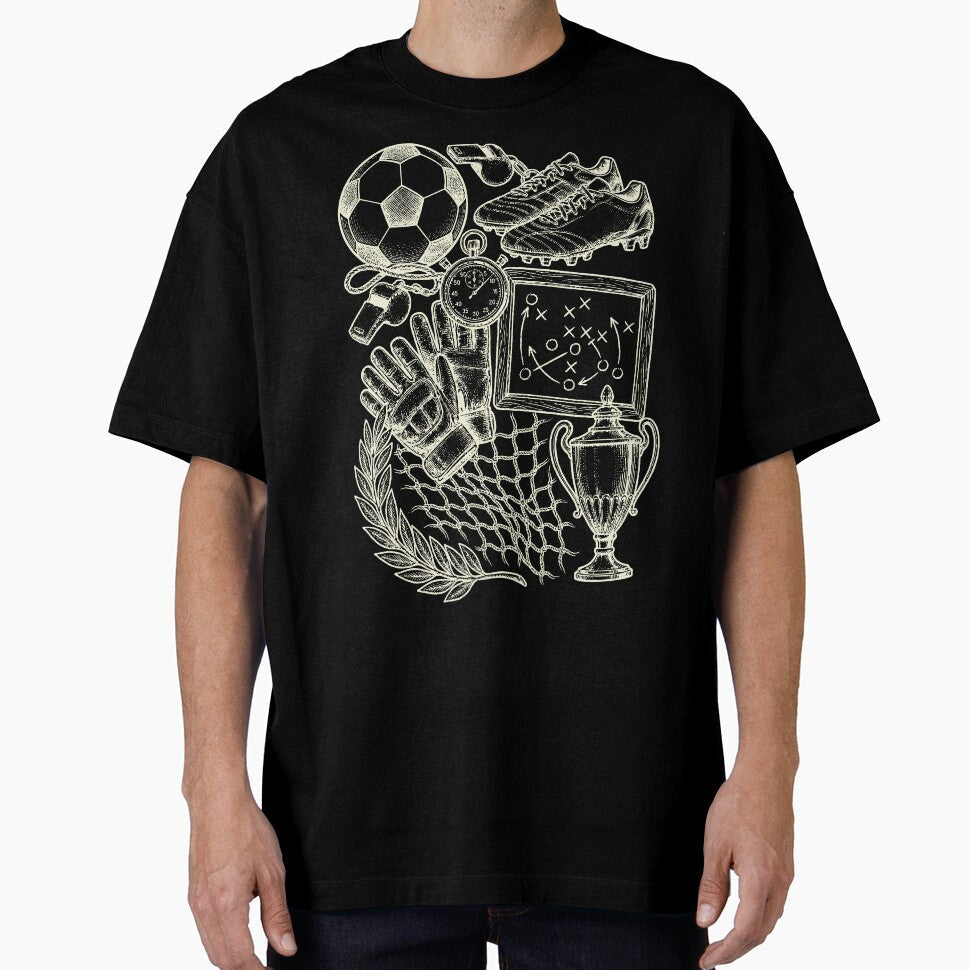 Vintage Soccer Blackboard Cream on Dark Aesthetic by - Adult & Kids T-Shirts, Sweatshirts & Hoodies apparel design preview 1