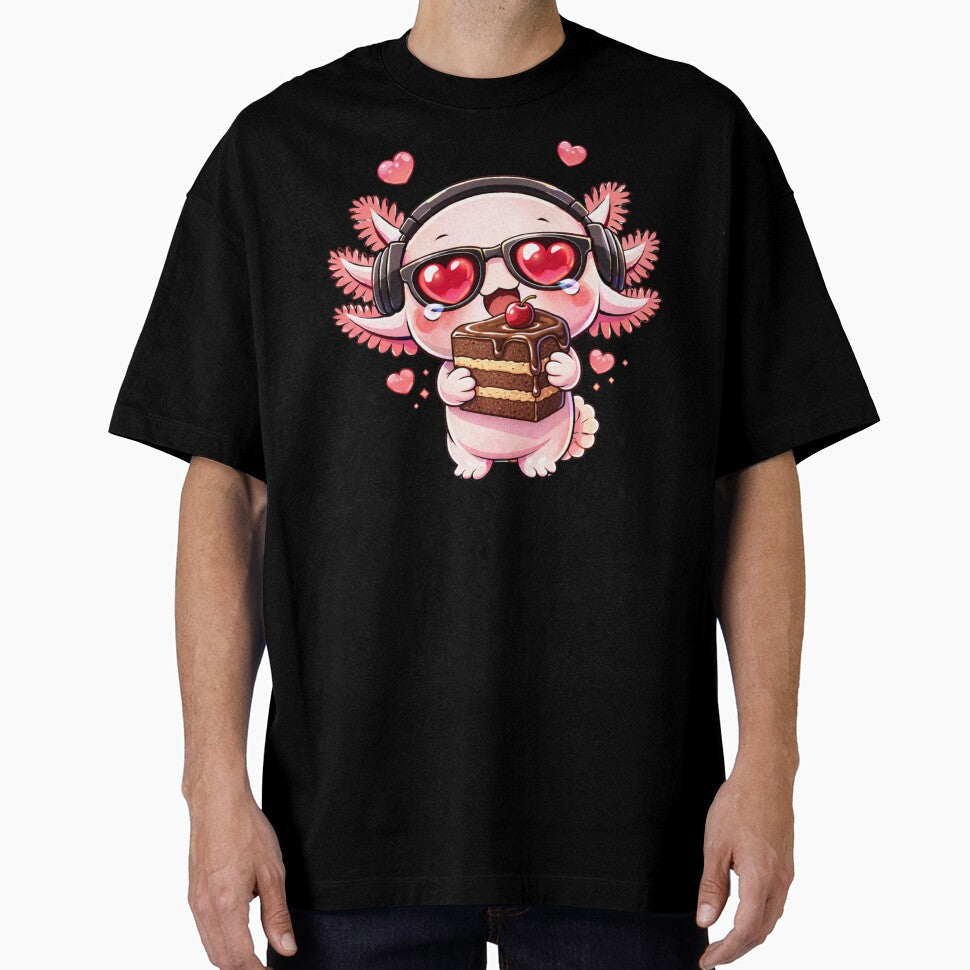 Chocolate Cake Love Axolotl Cute Kawaii with Chibi - Adult & Kids T-Shirts, Sweatshirts & Hoodies apparel design preview 1