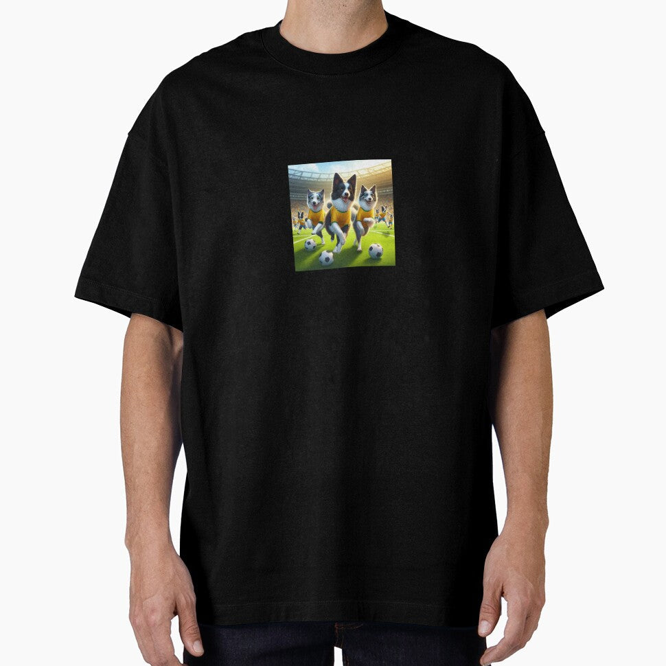 Border Collies love football too! Soccer and Dog - Adult & Kids T-Shirts, Sweatshirts & Hoodies apparel design preview 1