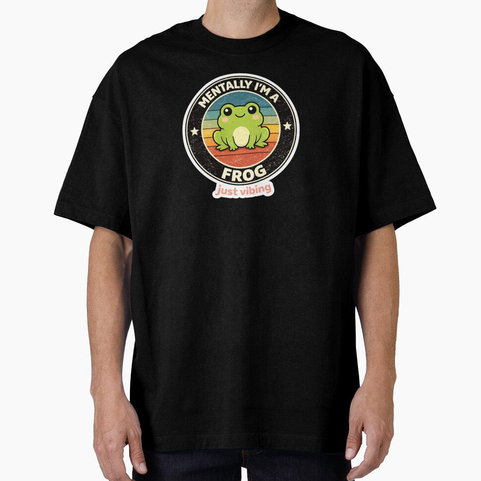 Mentally I'm a Frog Just Vibing Vintage Meme Retro - Adult & Kids T-Shirts, Sweatshirts & Hoodies apparel design preview 1