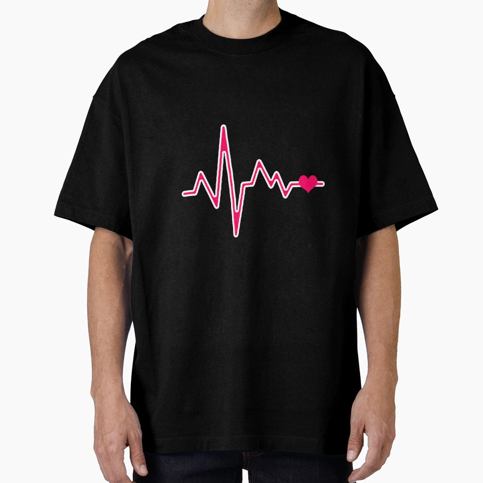 Heartbeat Line Heart T-Shirt - Fun Novelty Design Men Women - T-Shirt, Sweatshirt, Hoodie