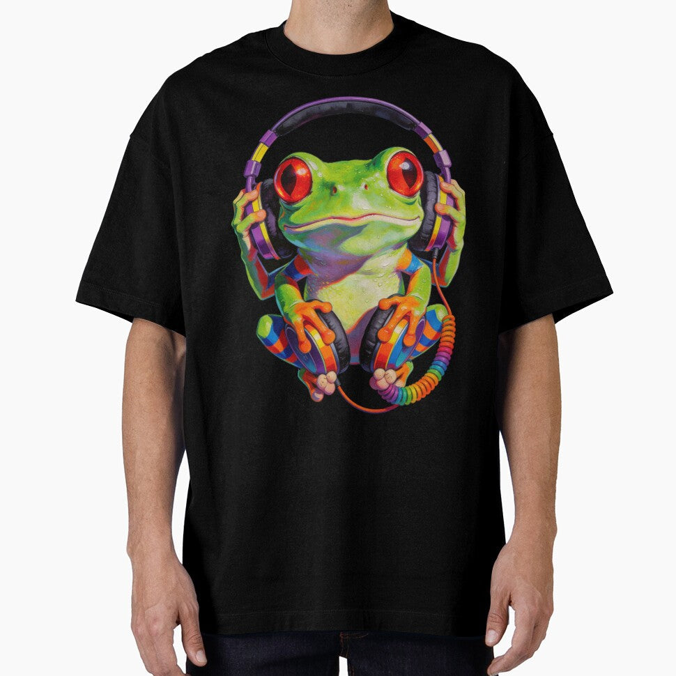 DJ Frog Headphones Portrait Music Lover Funny Gift by - Adult & Kids T-Shirts, Sweatshirts & Hoodies apparel design preview 1