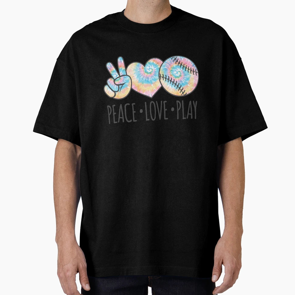 Peace Love Play Softball T-Shirt - Trendy Graphic for Adults - T-Shirt, Sweatshirt, Hoodie