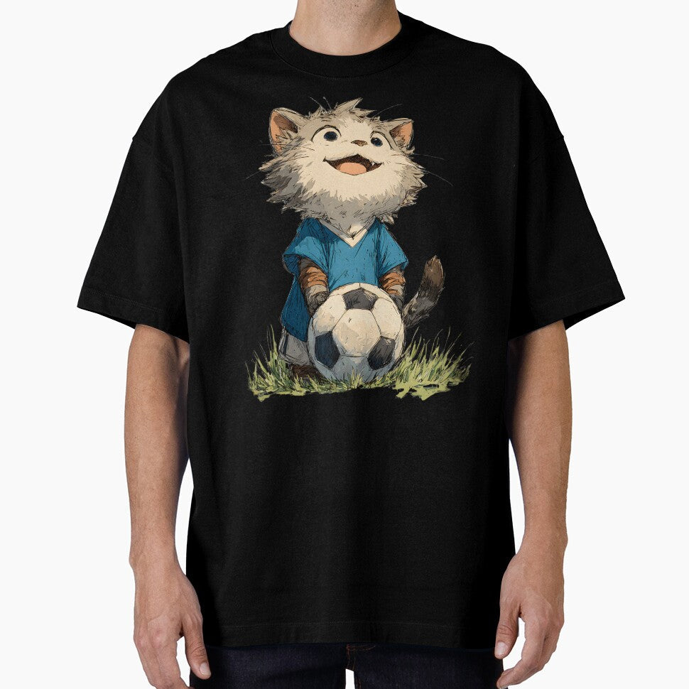 Soccer Kitty Cute Cat Playing by TheDuckprints - Adult & Kids T-Shirts, Sweatshirts & Hoodies apparel design preview 1