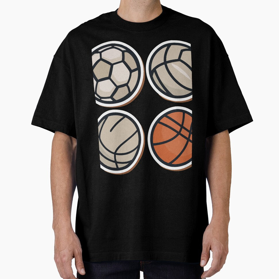 Minimalist Sports Balls Icon Set by NiftyWrx - Adult & Kids T-Shirts, Sweatshirts & Hoodies apparel design preview 1