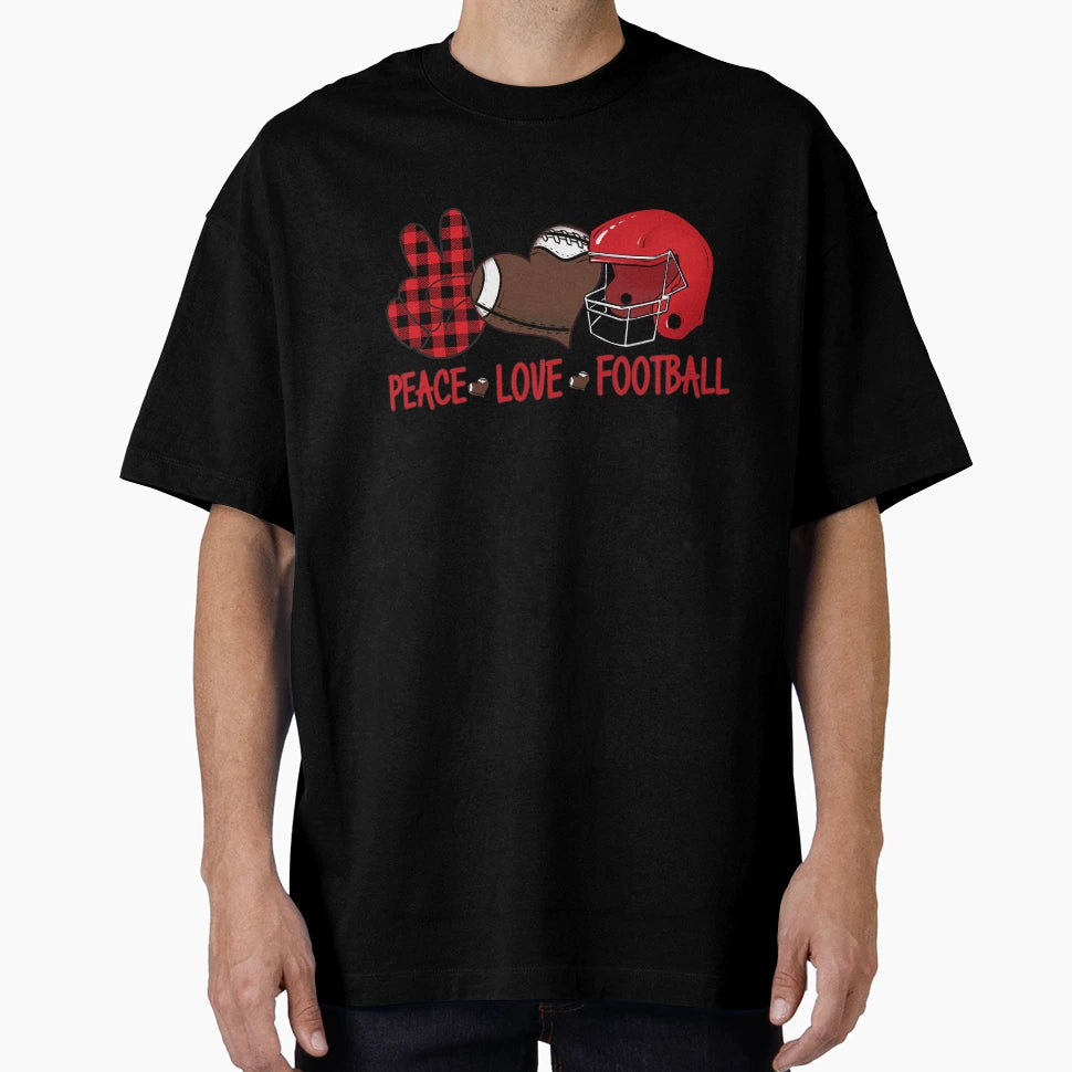 Peace Love Football T-Shirt - Fun Novelty Design Unisex - T-Shirt, Sweatshirt, Hoodie