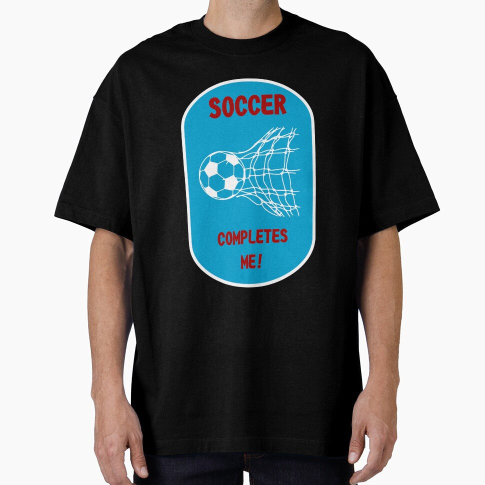 Soccer Completes Me Football Design on a Red White - Adult & Kids T-Shirts, Sweatshirts & Hoodies apparel design preview 1