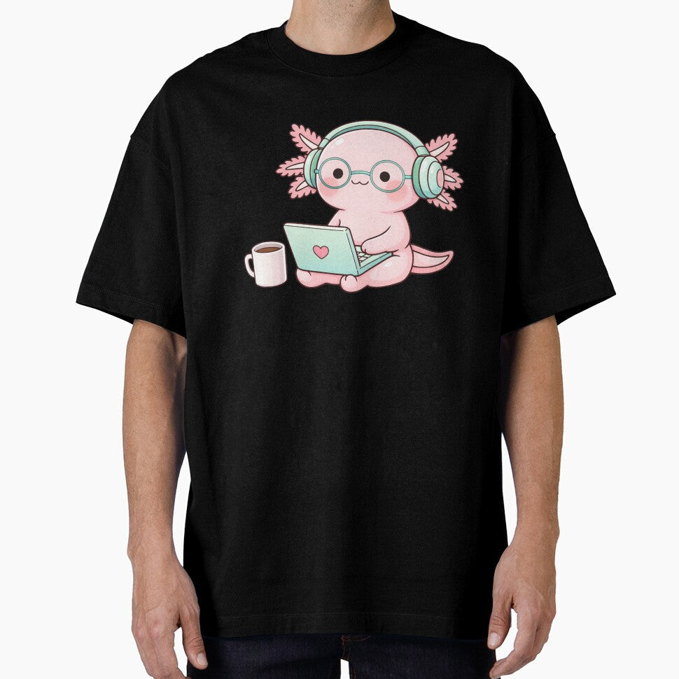 Ninja Bubble Tea Axolotl Cute Kawaii Chibi Vector Art - Adult & Kids T-Shirts, Sweatshirts & Hoodies apparel design preview 1
