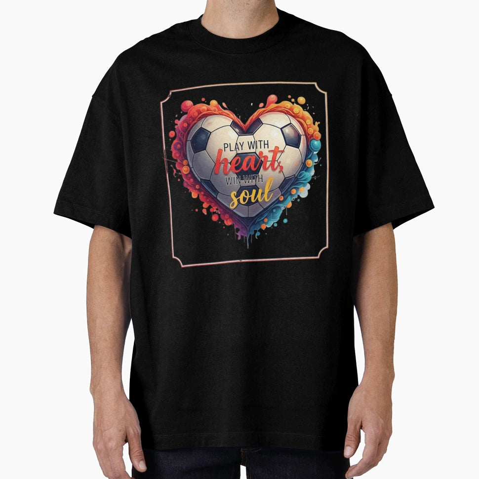 Heart Shaped Soccer Ball Bold Art T-Shirt - Aesthetic Graphic Unisex - T-Shirt, Sweatshirt, Hoodie