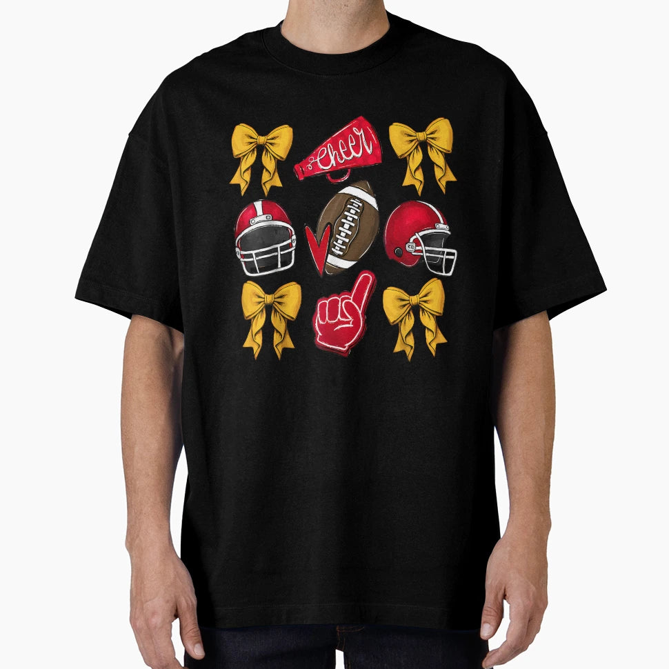 Football Coquette Bow Football Mom T-Shirt - Custom Art Print for Adults - T-Shirt, Sweatshirt, Hoodie