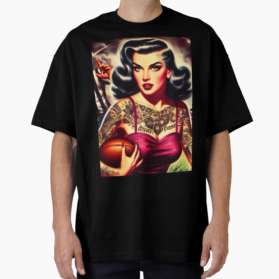 Football Pin Up T-Shirt - Aesthetic Graphic Men Women - T-Shirt, Sweatshirt, Hoodie