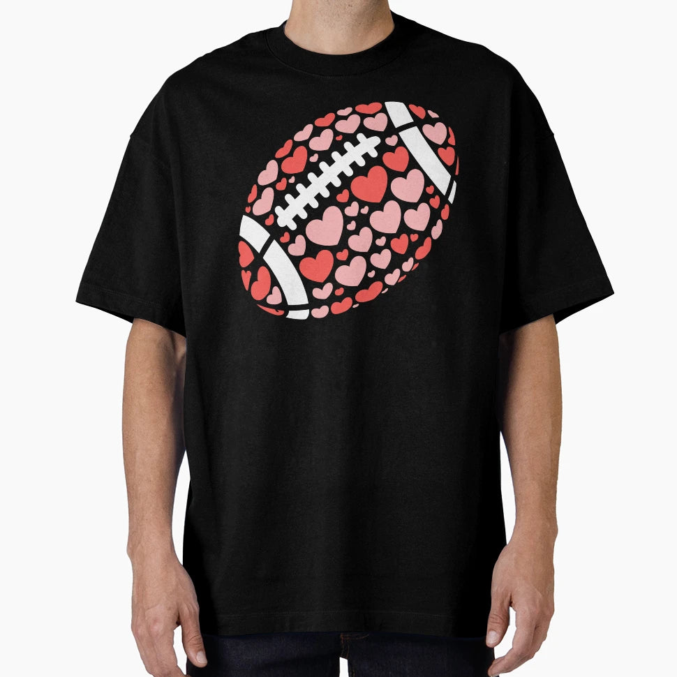 Heart Patterned Football T-Shirt - Graphic Print for Adults - T-Shirt, Sweatshirt, Hoodie