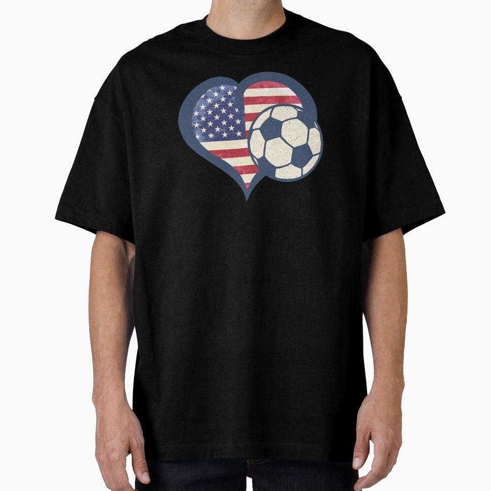 Usa Soccer Heart Patriotic American T-Shirt - Streetwear Style for Adults - T-Shirt, Sweatshirt, Hoodie