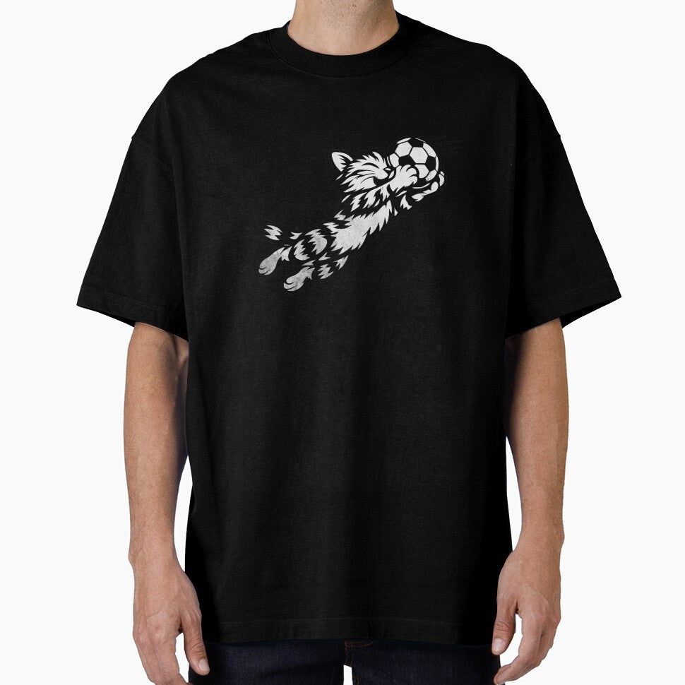Goalkeeper Cat Funny Soccer Diving Save Minimalist - Adult & Kids T-Shirts, Sweatshirts & Hoodies apparel design preview 1