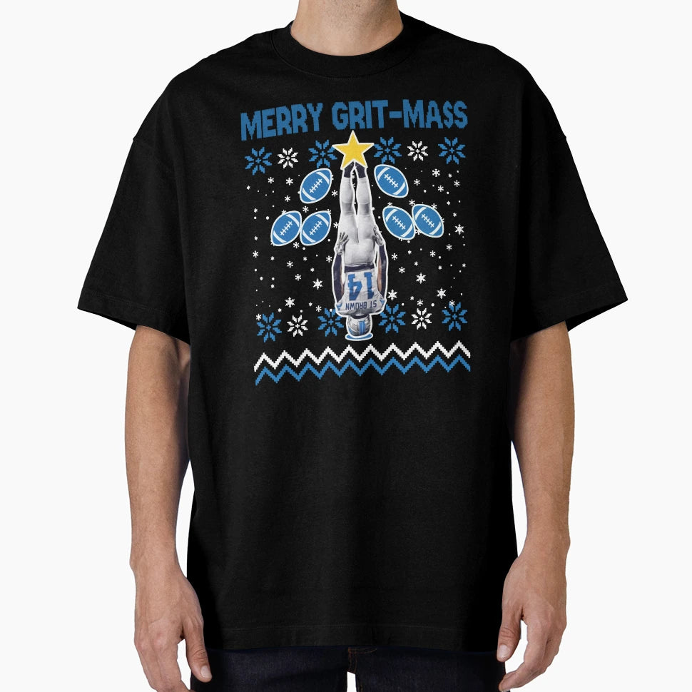 Amon Ra St Brown Funny Merry Grit Mas T-Shirt - Novelty Apparel for Adults - T-Shirt, Sweatshirt, Hoodie