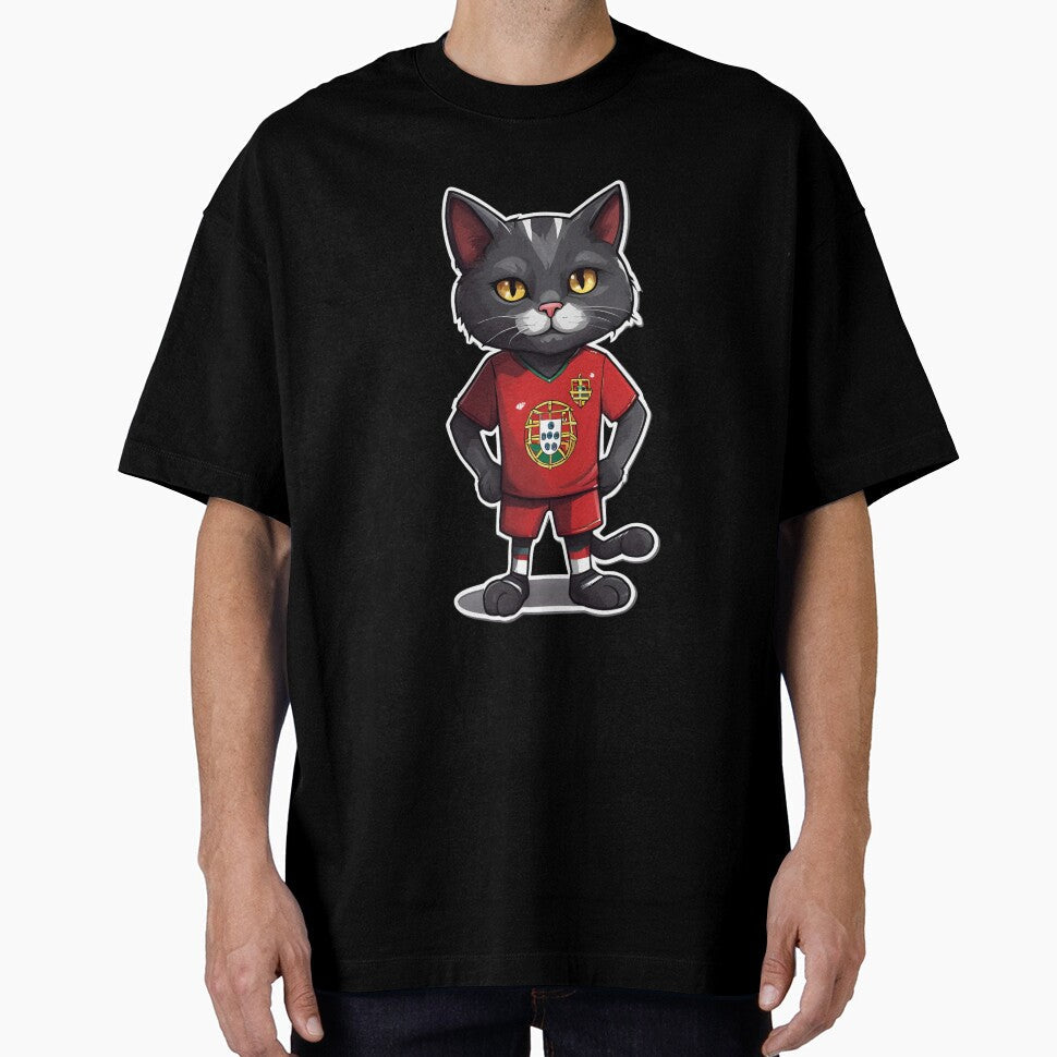 PORTUGAL Sports Team: a Cat wearing colours of - Adult & Kids T-Shirts, Sweatshirts & Hoodies apparel design preview 1