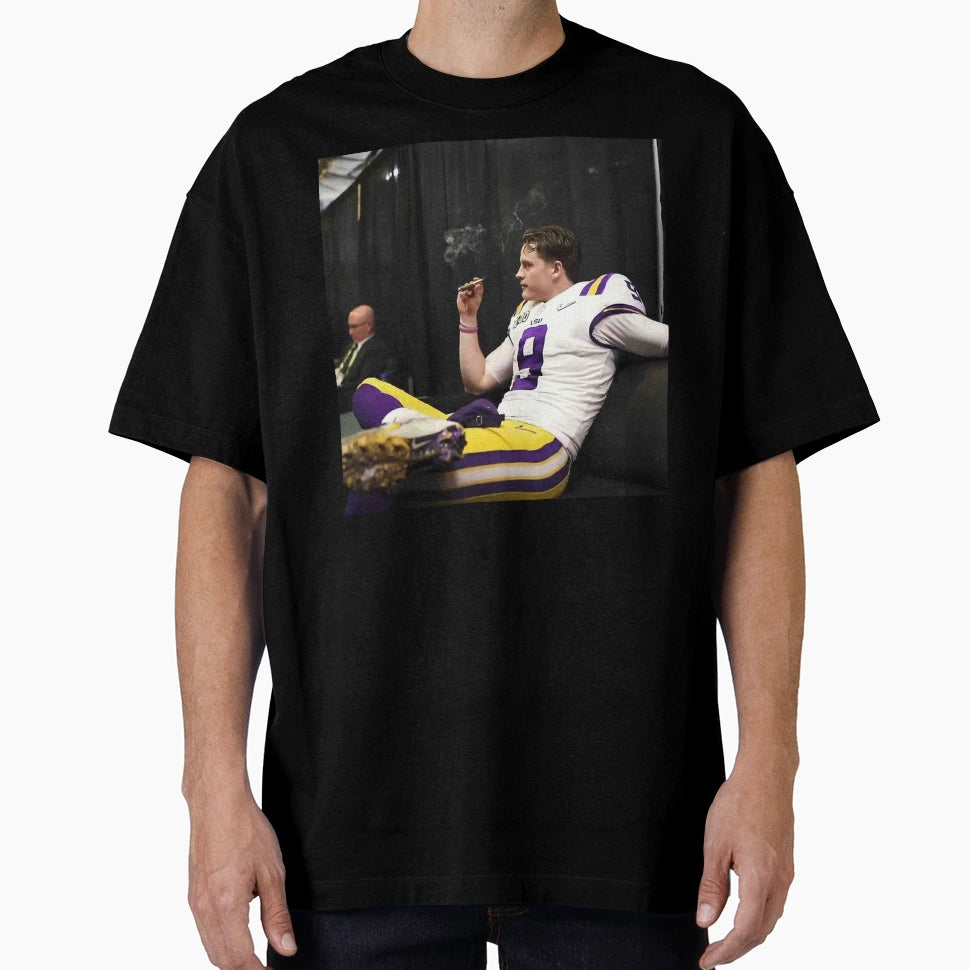 JB Smokingjoe Burrow Smoking T-Shirt - Custom Art Print for Adults - T-Shirt, Sweatshirt, Hoodie