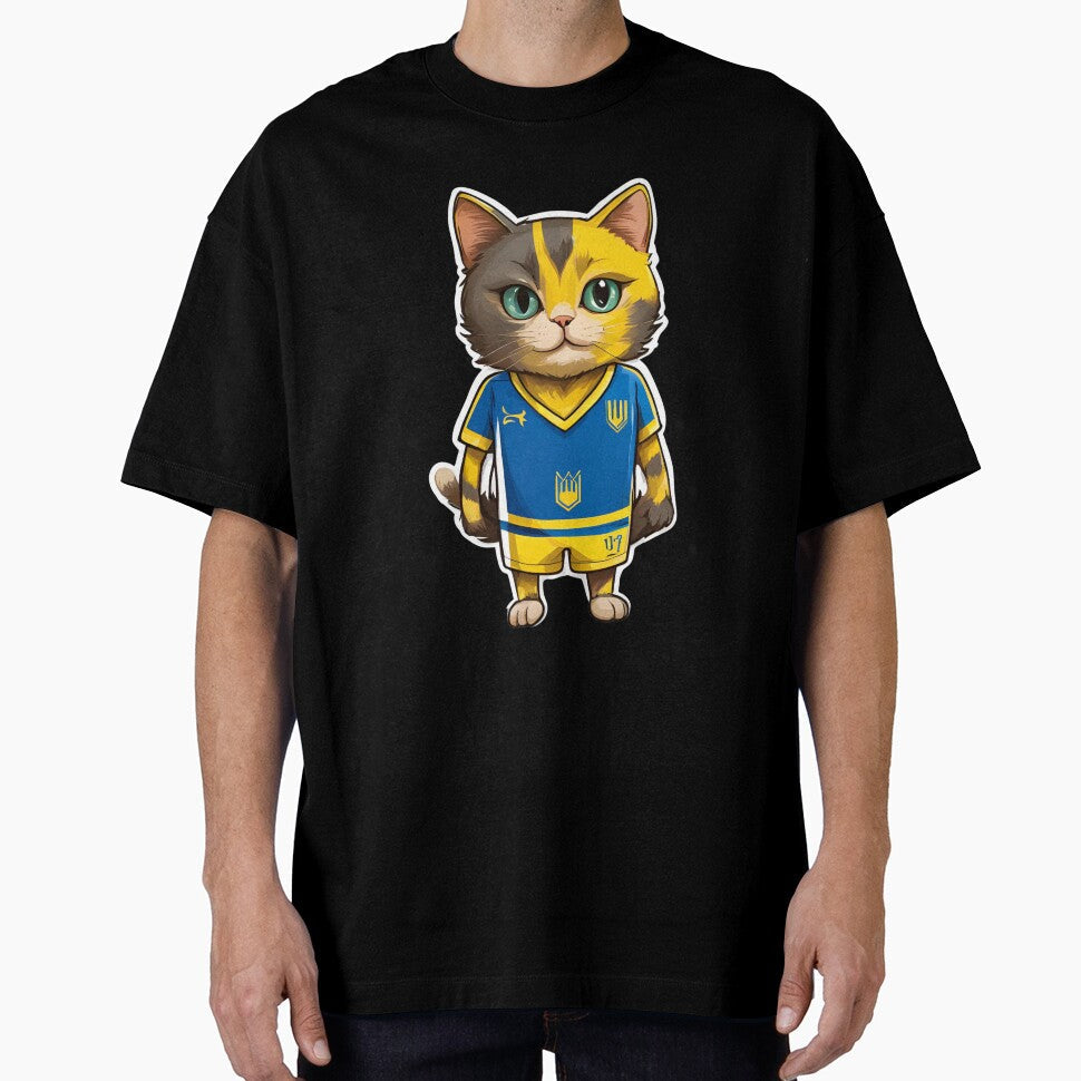 UKRAINE Sports Team: a Cat wearing colours of - Adult & Kids T-Shirts, Sweatshirts & Hoodies apparel design preview 1