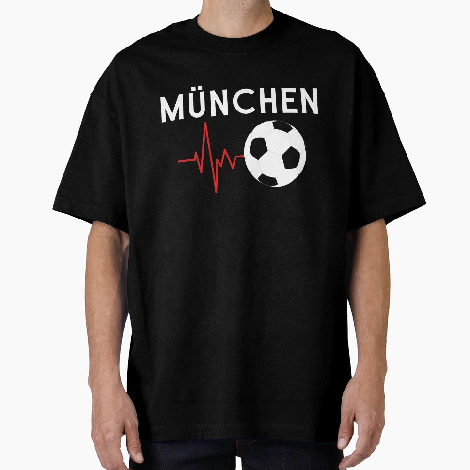 M Nchen Football Love Heart Beat Ekg T-Shirt - Unique Graphic Unisex - T-Shirt, Sweatshirt, Hoodie