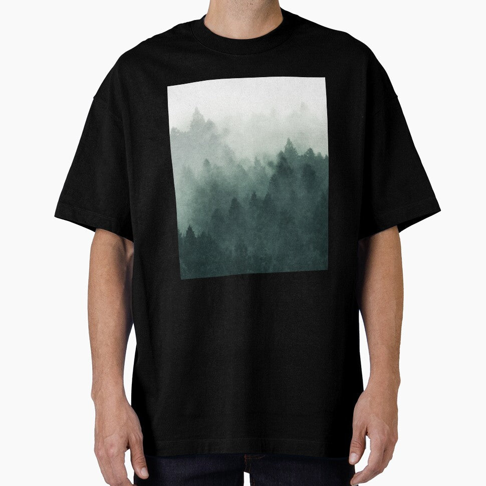 Misty Forest Drawing, Dark Green Aesthetic, Foggy by - Adult & Kids T-Shirts, Sweatshirts & Hoodies apparel design preview 1