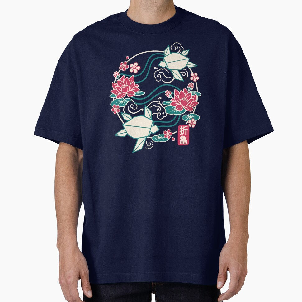 Geometric Origami Turtle on Water Lily Longevity - Adult & Kids T-Shirts, Sweatshirts & Hoodies apparel design preview 1