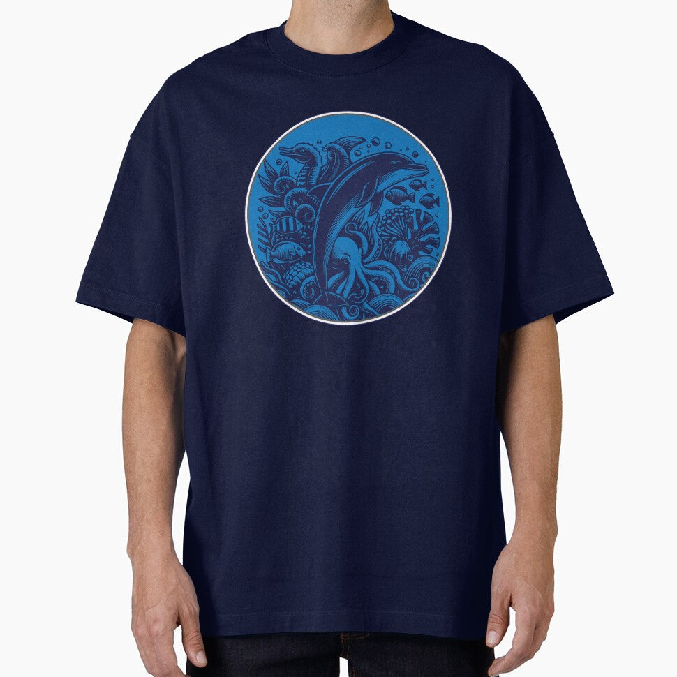 Dolphin Ocean Friends by Analog Aura - Adult & Kids T-Shirts, Sweatshirts & Hoodies apparel design preview 1