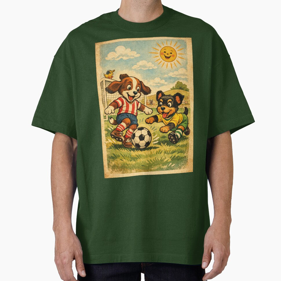 Football Puppies Funny dogs playing (vintage) by - Adult & Kids T-Shirts, Sweatshirts & Hoodies apparel design preview 1