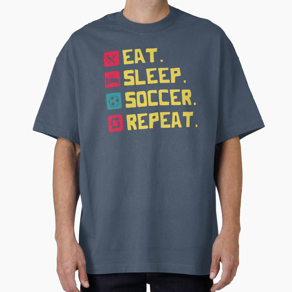 Eat Sleep Soccer Repeat icons and letter by - Adult & Kids T-Shirts, Sweatshirts & Hoodies apparel design preview 1