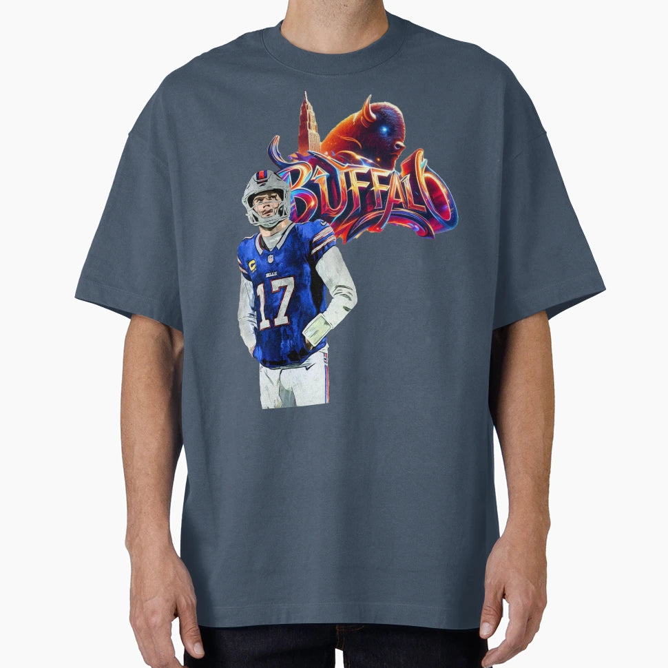 Buffalo Bills 17 City Skyline And Buffalo T-Shirt - Unique Graphic Unisex - T-Shirt, Sweatshirt, Hoodie