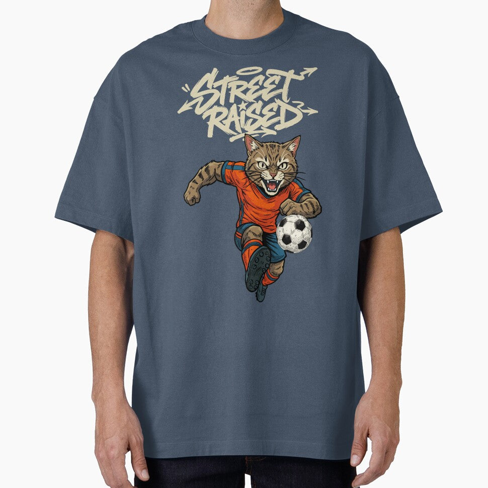 Street Raised Soccer Cat by CARPIO Creations - Adult & Kids T-Shirts, Sweatshirts & Hoodies apparel design preview 1