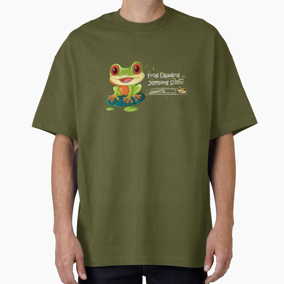 Frog Loading Jumping Soon Kawaii Meme Art by - Adult & Kids T-Shirts, Sweatshirts & Hoodies apparel design preview 1