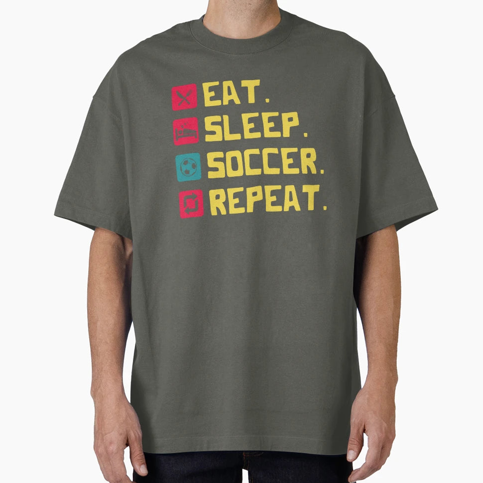 Eat Sleep Soccer Repeat Icons And T-Shirt - Novelty Apparel Men Women - T-Shirt, Sweatshirt, Hoodie