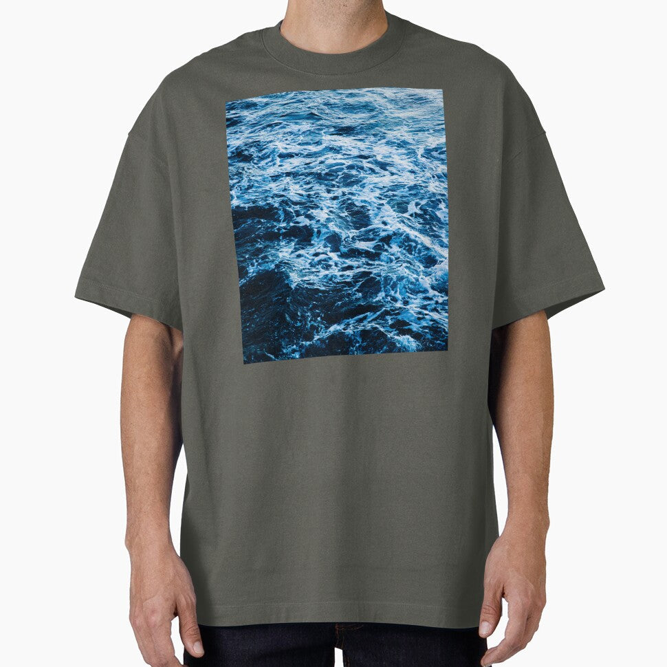 Blue Ocean Waves, Sea Photography by Raminovitch - Adult & Kids T-Shirts, Sweatshirts & Hoodies apparel design preview 1