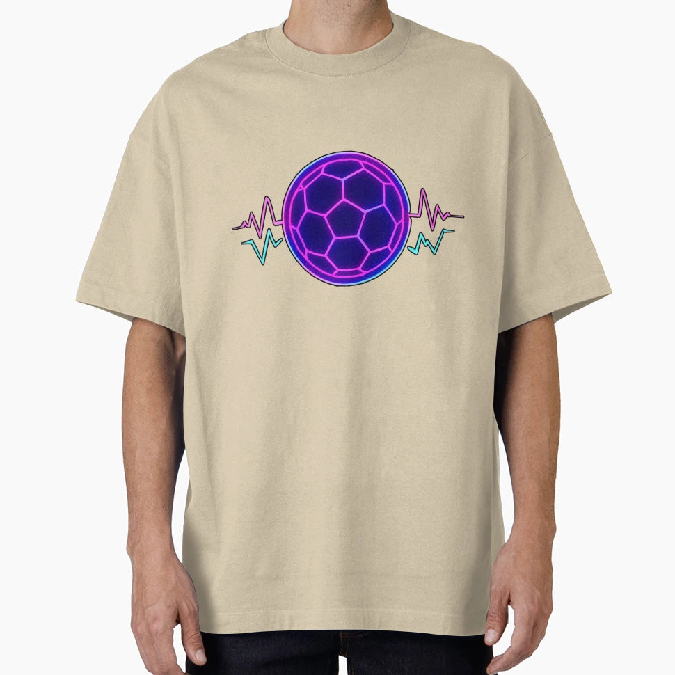 Neon Football Heartbeat Soccer Lover T-Shirt - Aesthetic Graphic for Adults - T-Shirt, Sweatshirt, Hoodie