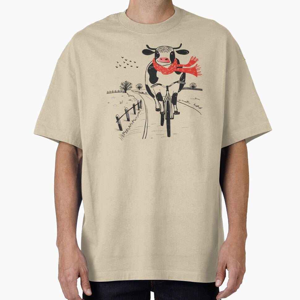 Rustic Ride: Cow in Red Scarf by NatureStyle555 - Adult & Kids T-Shirts, Sweatshirts & Hoodies apparel design preview 1
