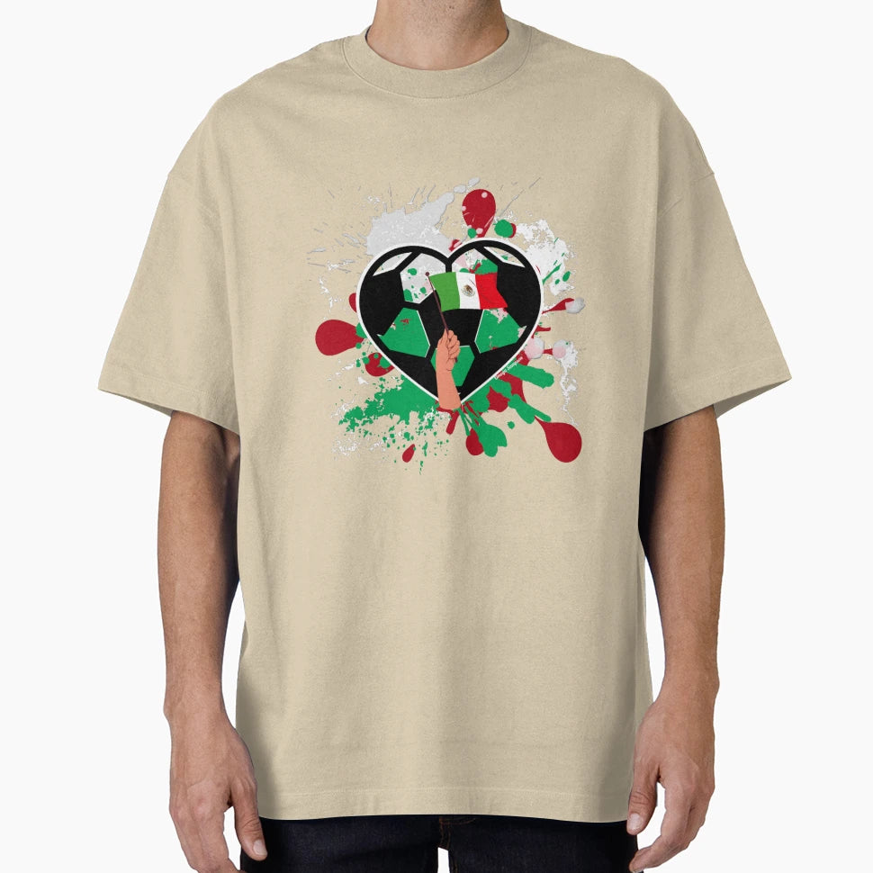 Mexican Flag Pride Soccer Heart T-Shirt - Custom Art Print for Adults - T-Shirt, Sweatshirt, Hoodie