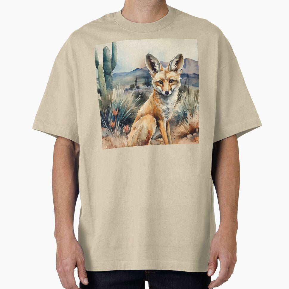 A Sitting Fennec Fox Boho Desert Landscape - Adult & Kids T-Shirts, Sweatshirts & Hoodies apparel design preview 1