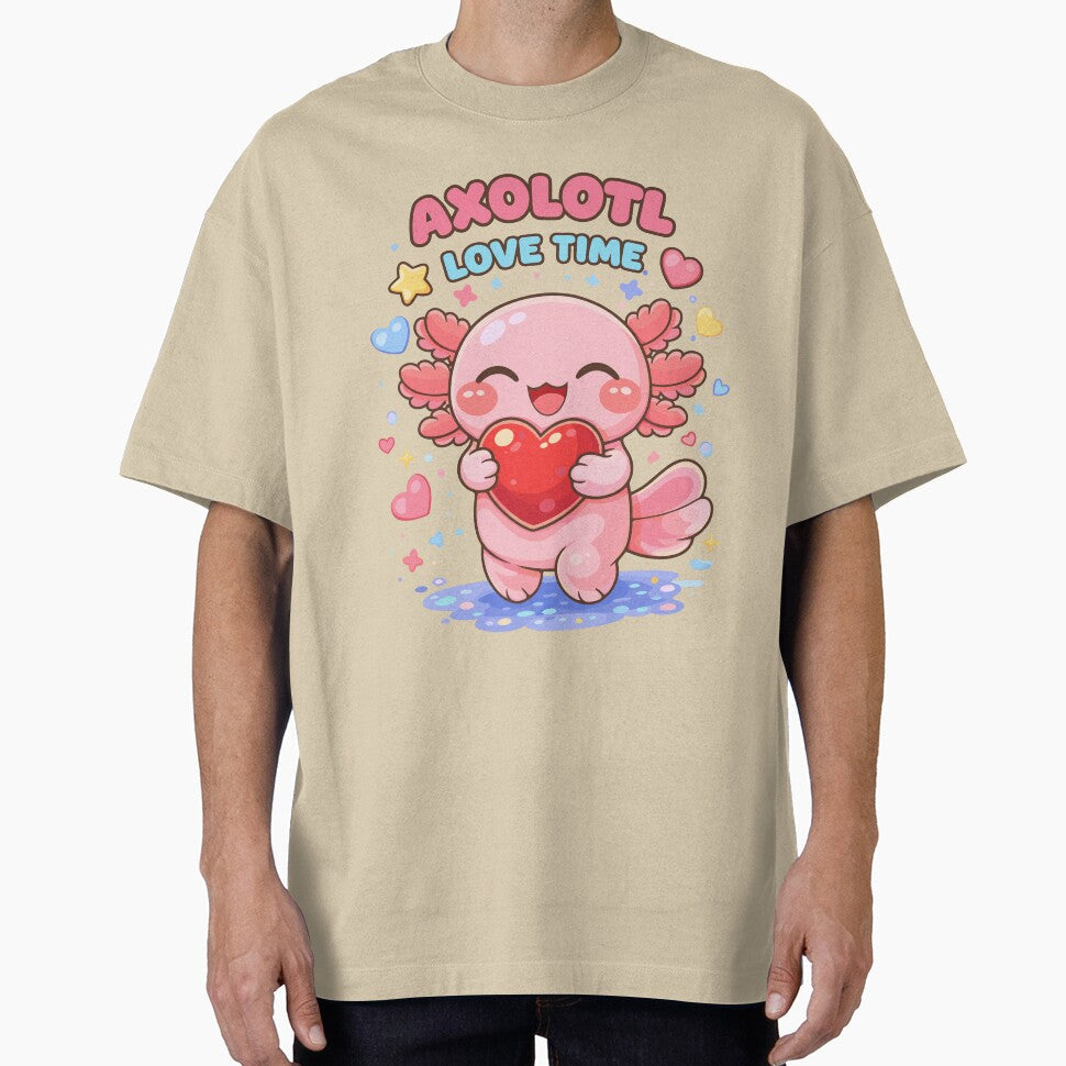 Cute Axolotl Love in Kawaii Funny Style by Sitchko - Adult & Kids T-Shirts, Sweatshirts & Hoodies apparel design preview 1