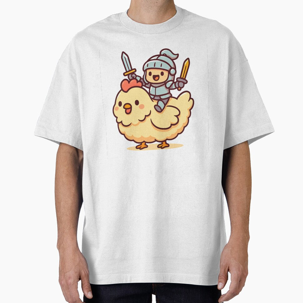 Cute Chicken Knight Riding a Fluffy Adorable Jockey - Adult & Kids T-Shirts, Sweatshirts & Hoodies apparel design preview 1