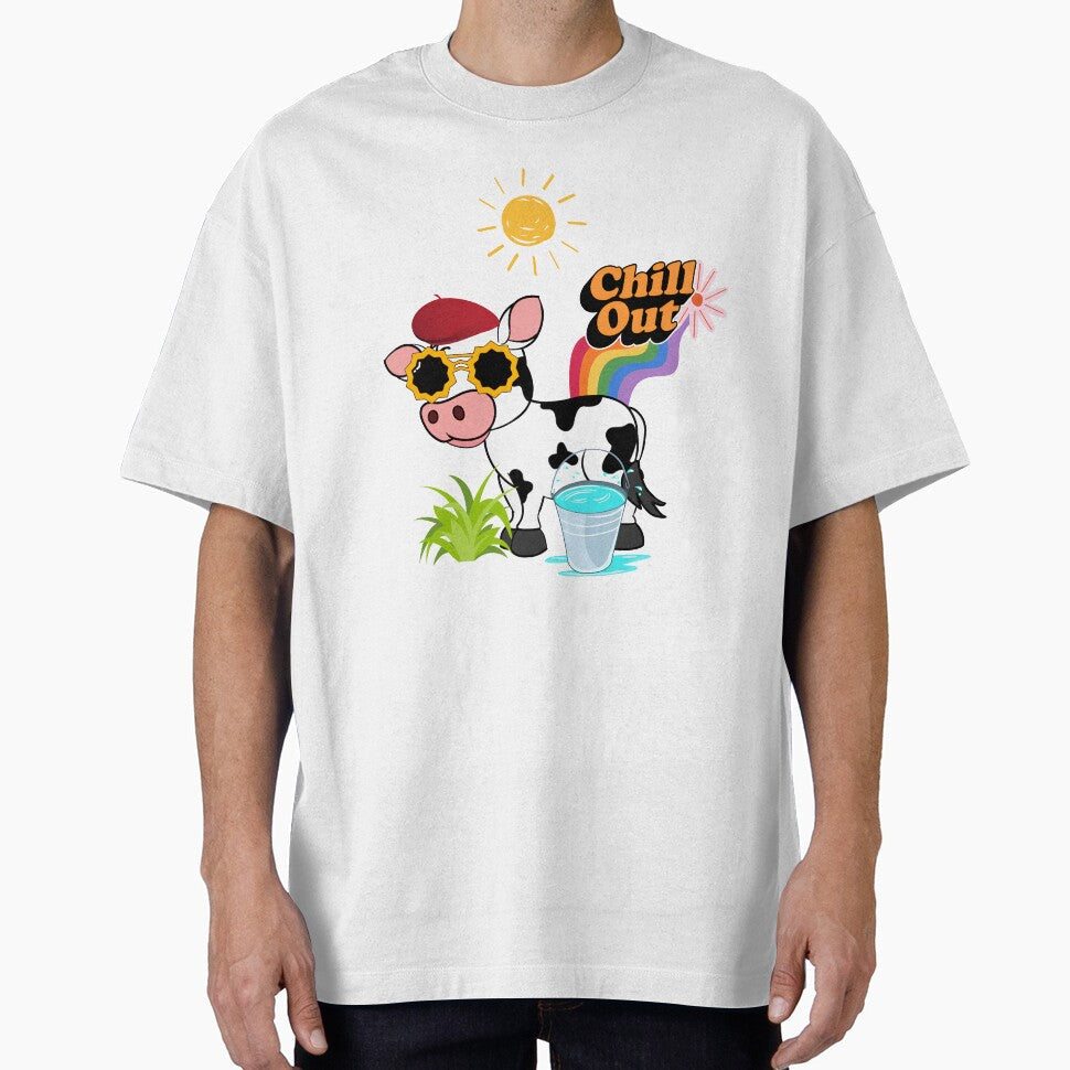 Funny Cow Chilling Out by Mohit Verma - Adult & Kids T-Shirts, Sweatshirts & Hoodies apparel design preview 1