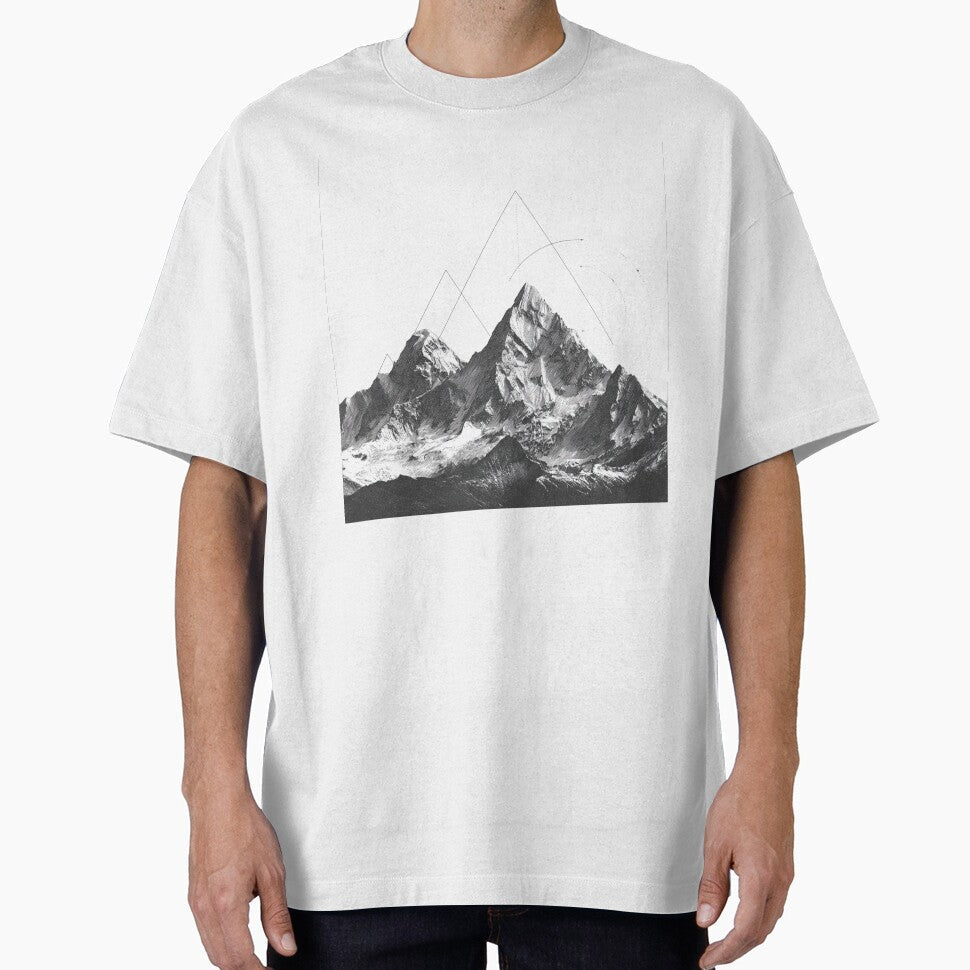 Realistic Mountain Geometric Art black and white - Adult & Kids T-Shirts, Sweatshirts & Hoodies apparel design preview 1