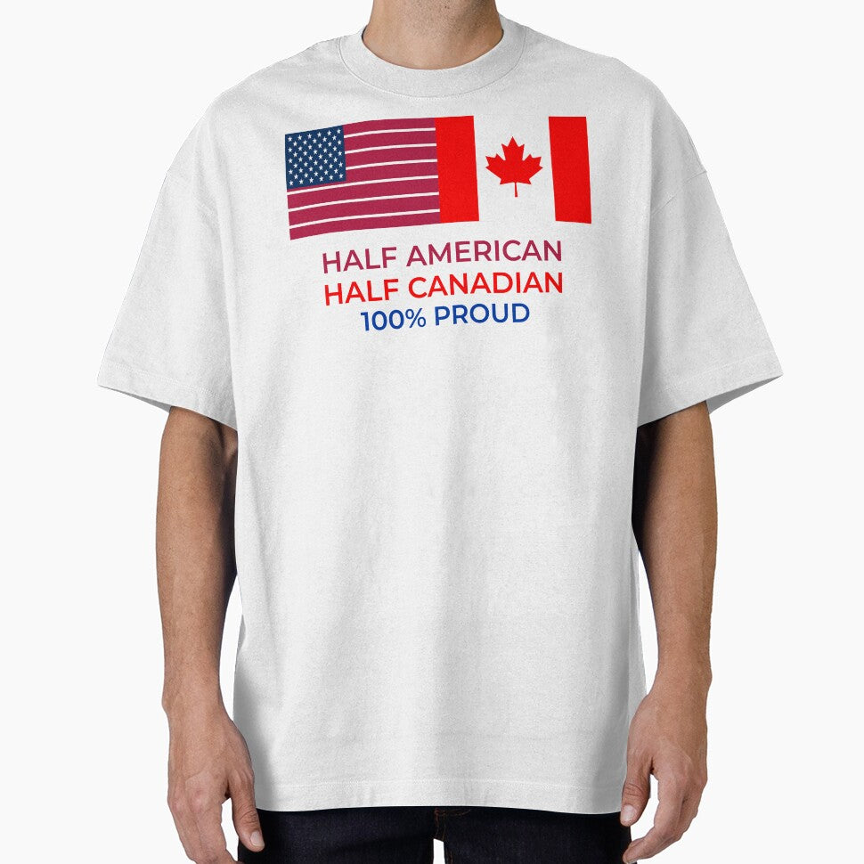 Half American Canadian 100% proud dual heritage by - Adult & Kids T-Shirts, Sweatshirts & Hoodies apparel design preview 1