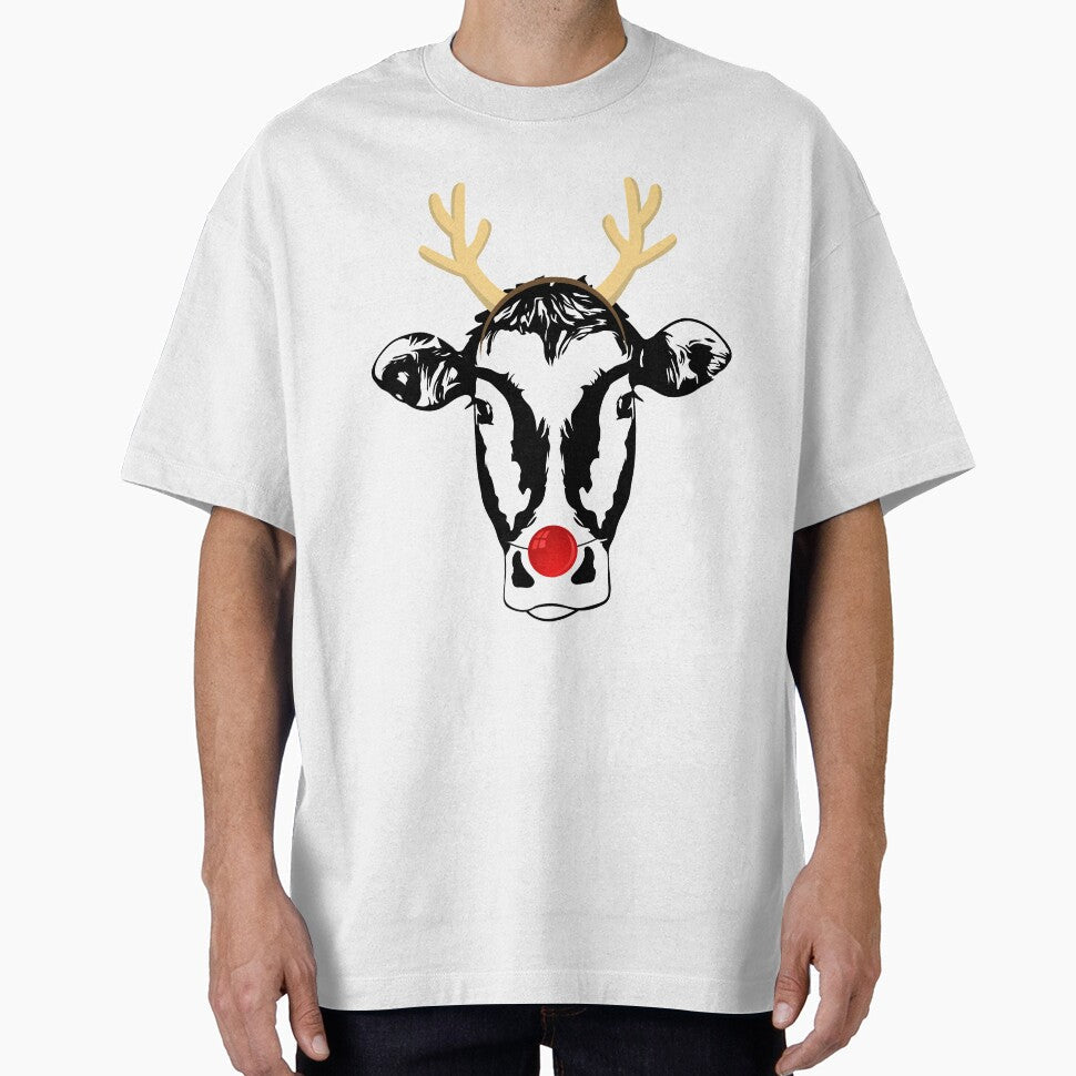 Funny Christmas Cow with Antlers by sunshine64 - Adult & Kids T-Shirts, Sweatshirts & Hoodies apparel design preview 1