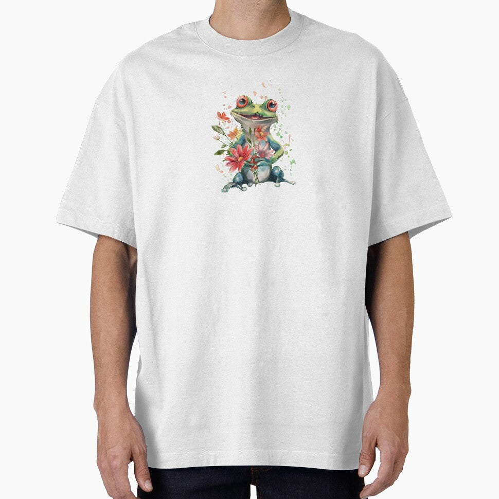 Cute Frog with flowers by Chugai - Adult & Kids T-Shirts, Sweatshirts & Hoodies apparel design preview 1