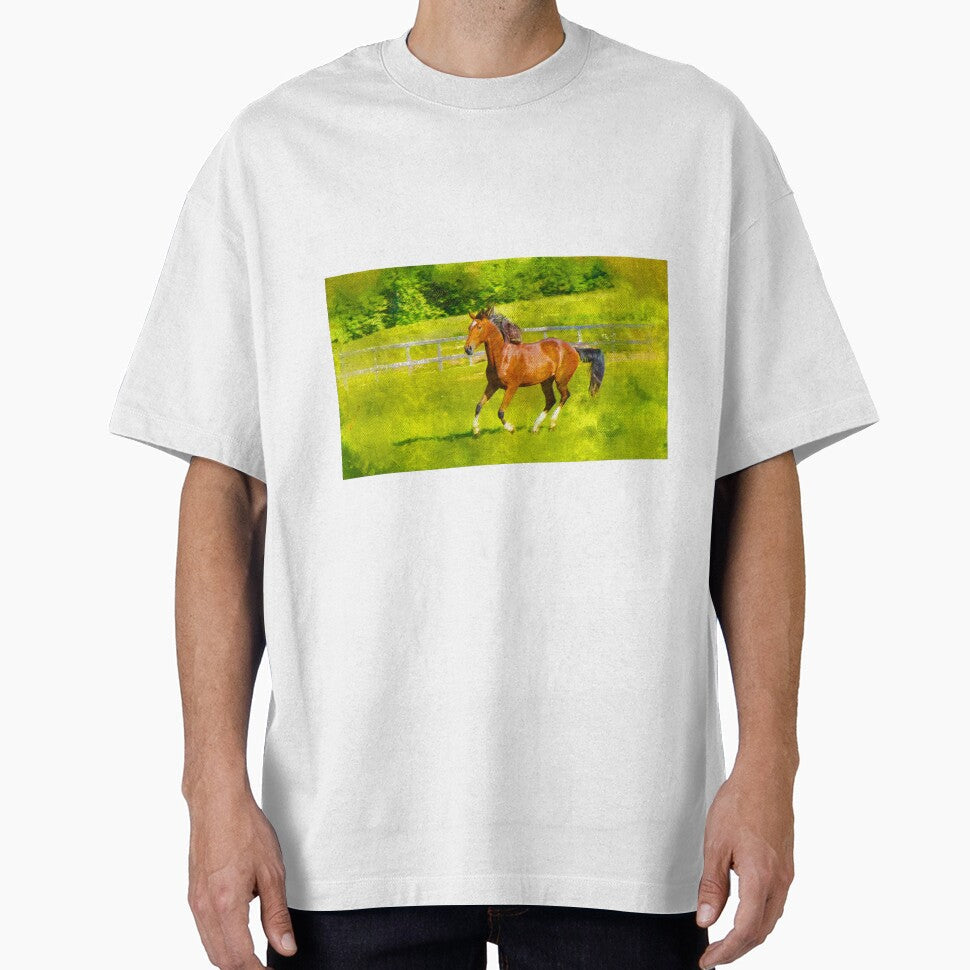 Orlov Trotter horse running on pasture digital - Adult & Kids T-Shirts, Sweatshirts & Hoodies apparel design preview 1