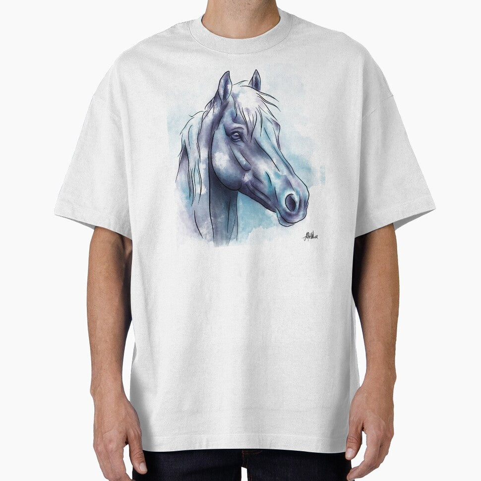 Horse Portrait Watercolor Painting by AutumnWallArt - Adult & Kids T-Shirts, Sweatshirts & Hoodies apparel design preview 1