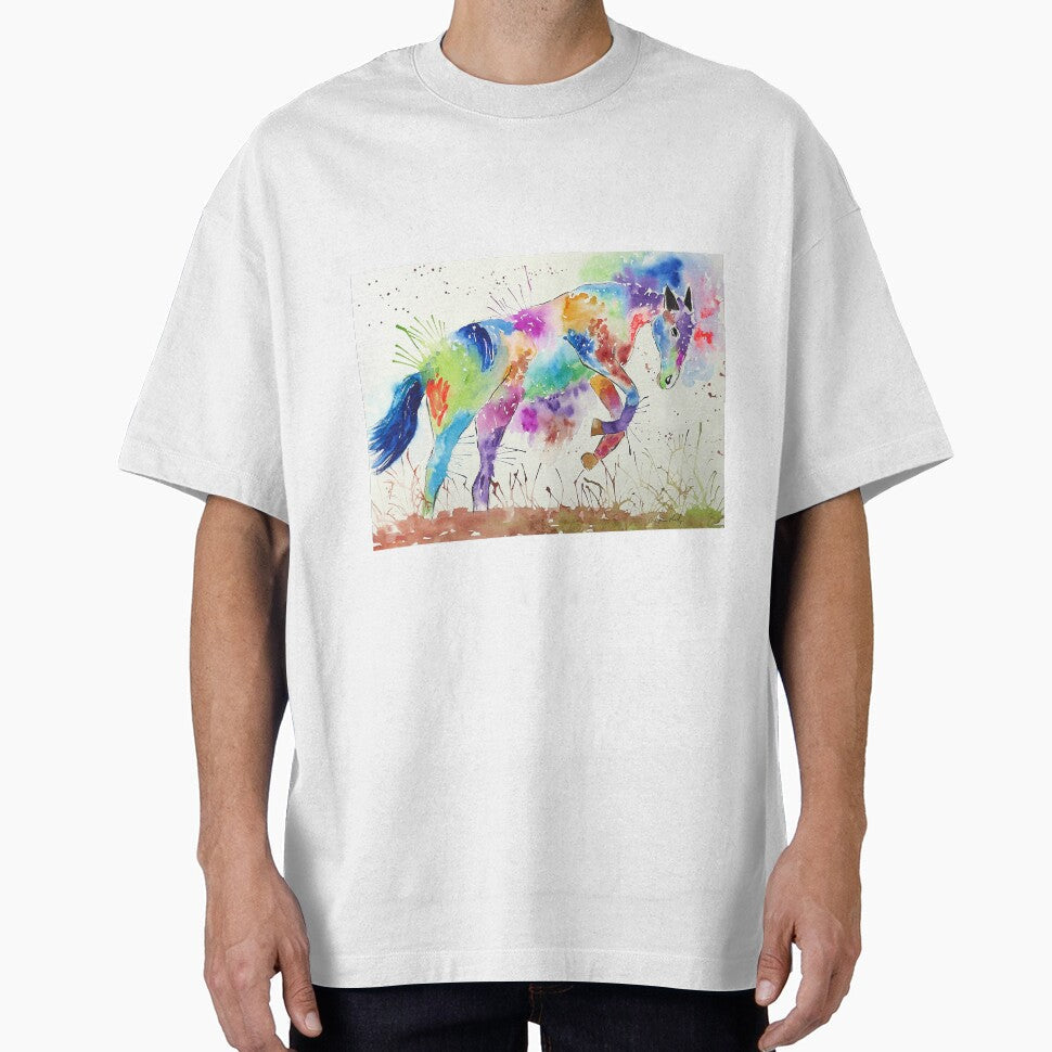 The Colourful Leaping Horse by Casimirasart - Adult & Kids T-Shirts, Sweatshirts & Hoodies apparel design preview 1
