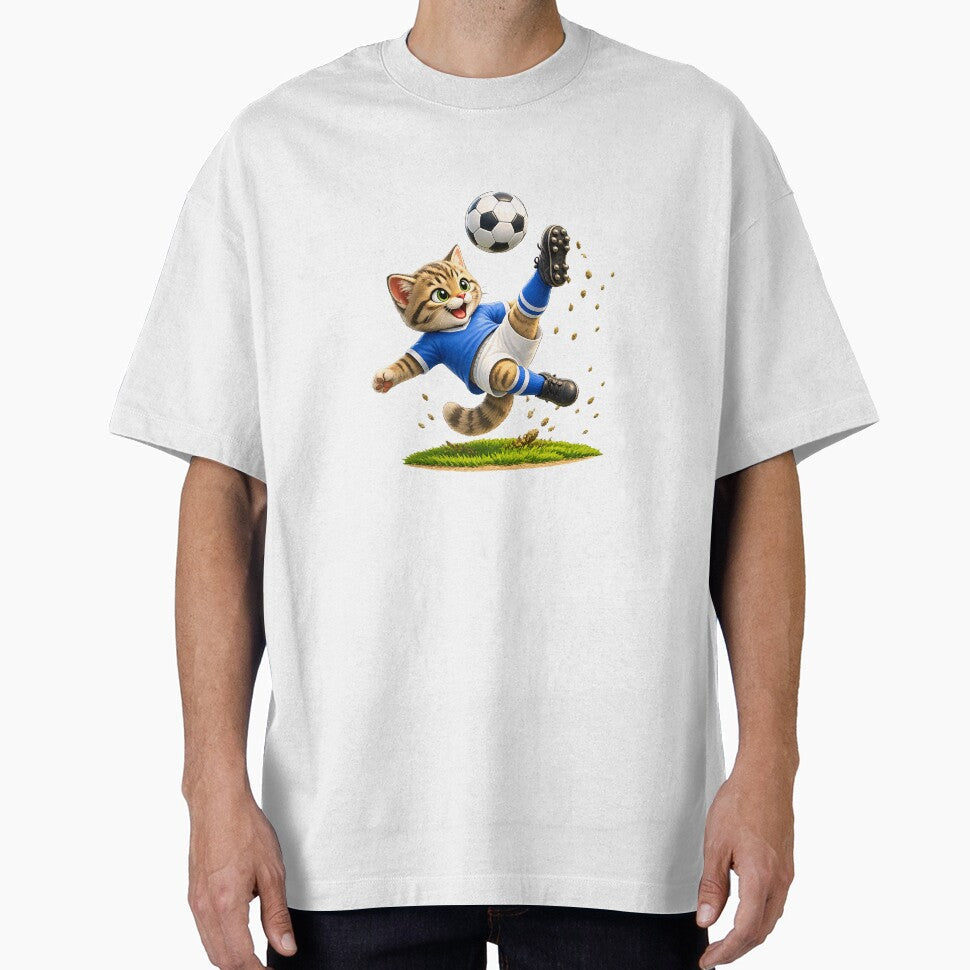 Cute Soccer Cat Bicycle Kick Design Funny Football - Adult & Kids T-Shirts, Sweatshirts & Hoodies apparel design preview 1
